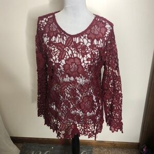 It’s Pink red floral long sleeve shirt size Large